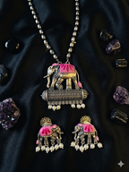 Hand Painted Oxidized Necklace Set
