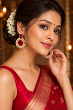 Maroon Cluster Pearl Earring