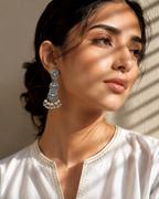 Silver Oxidized Long Drop Earring