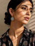 Silver Oxidized Coin Earring