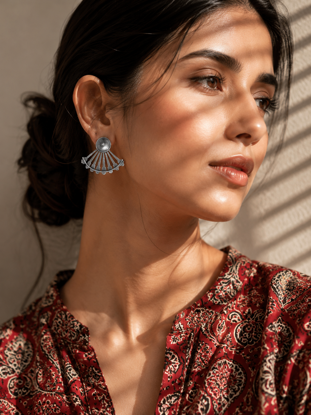 Silver Oxidized Stud Earring