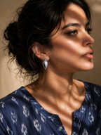 Silver Oxidized Shell Earring