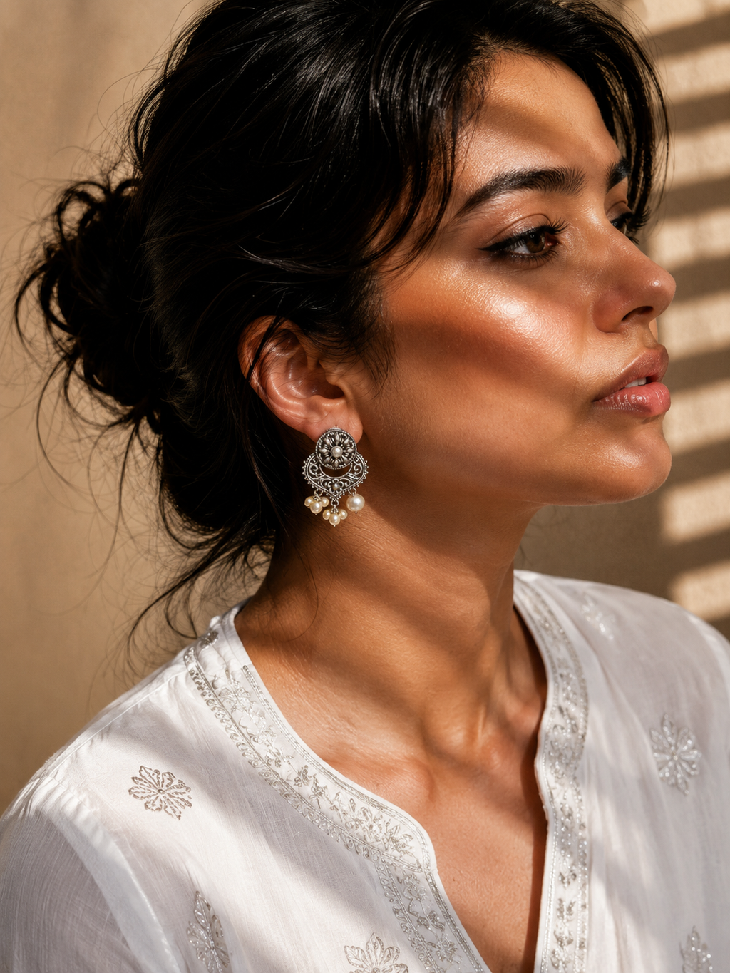Silver Oxidized Drop Earring