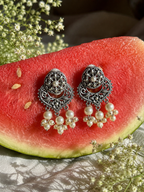 Silver Oxidized Drop Earring