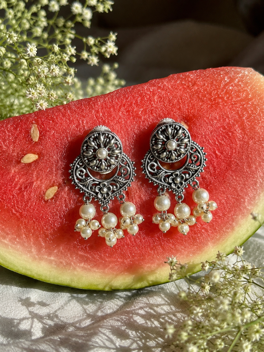 Silver Oxidized Drop Earring