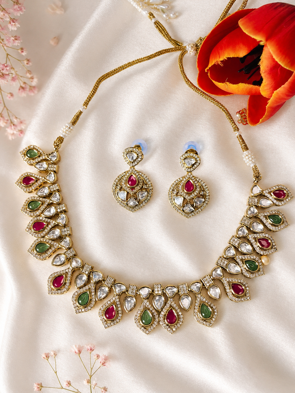 Premium Kundan Drop NecklaceSet