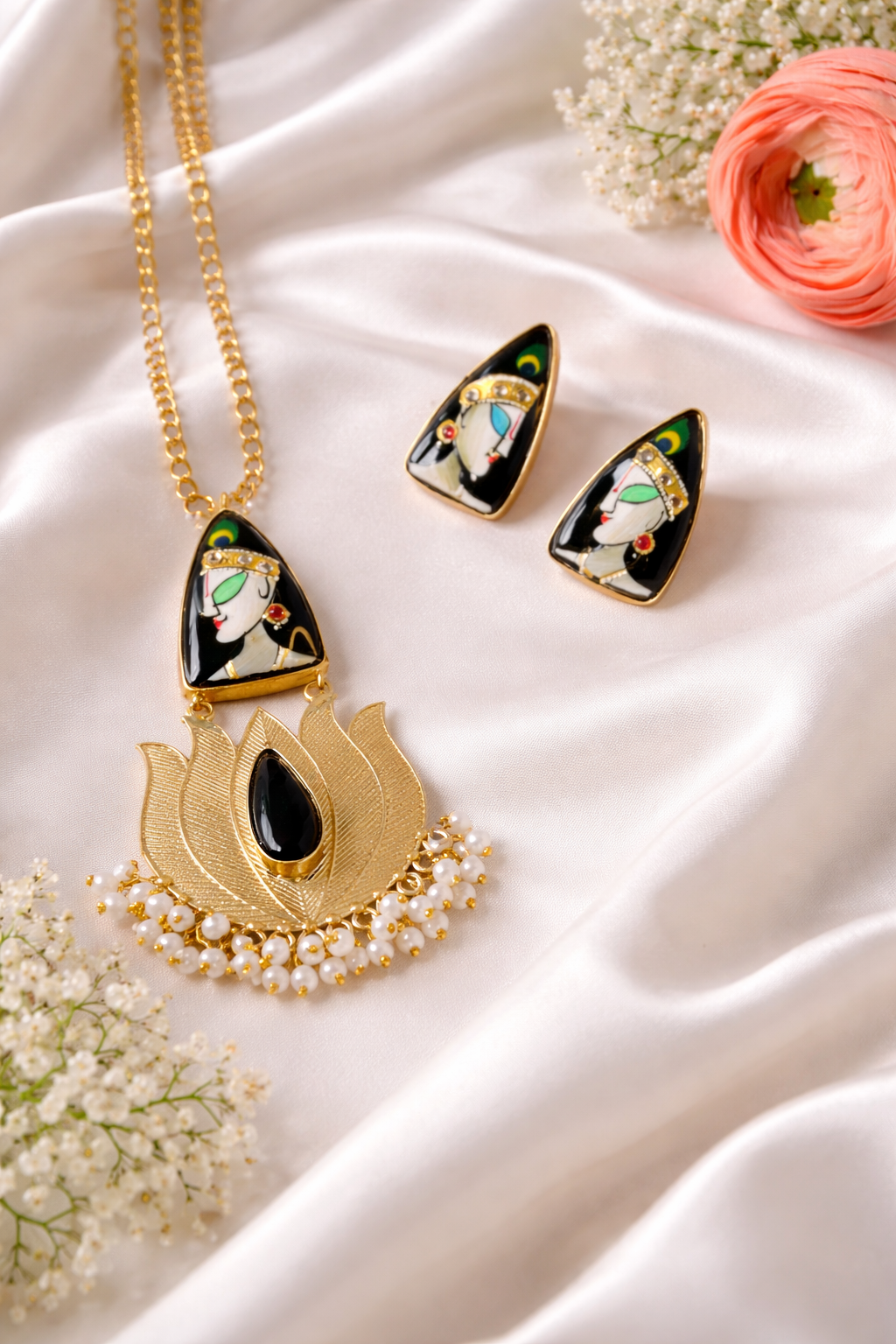 Monalisa Hand Painted Necklace Set