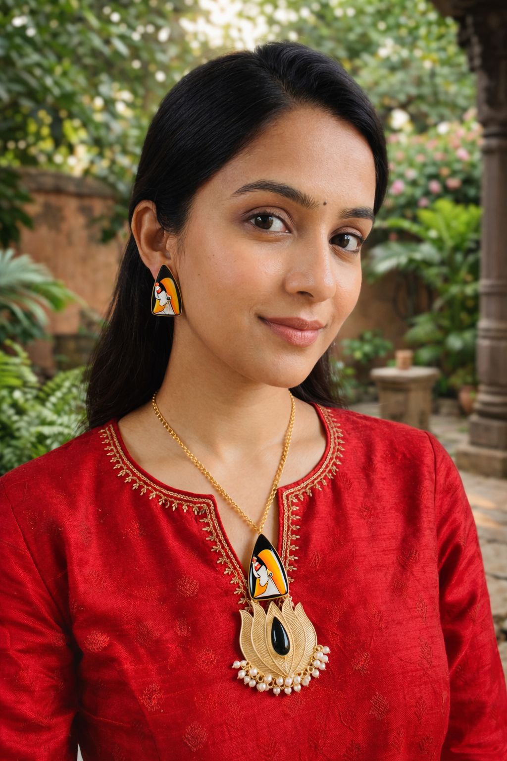 Monalisa Hand Painted Necklace Set