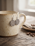 Silver Oxidized Coin Earring