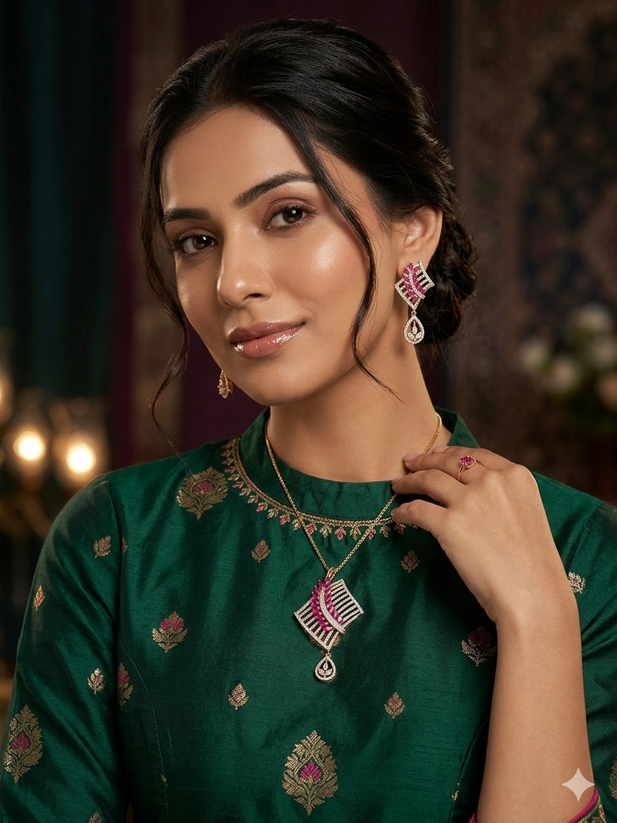 Classic Ruby AD Pendant Set