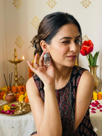 Silver Oxidized Elephant Earring