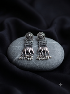 Silver Oxidized Elephant Big Earring
