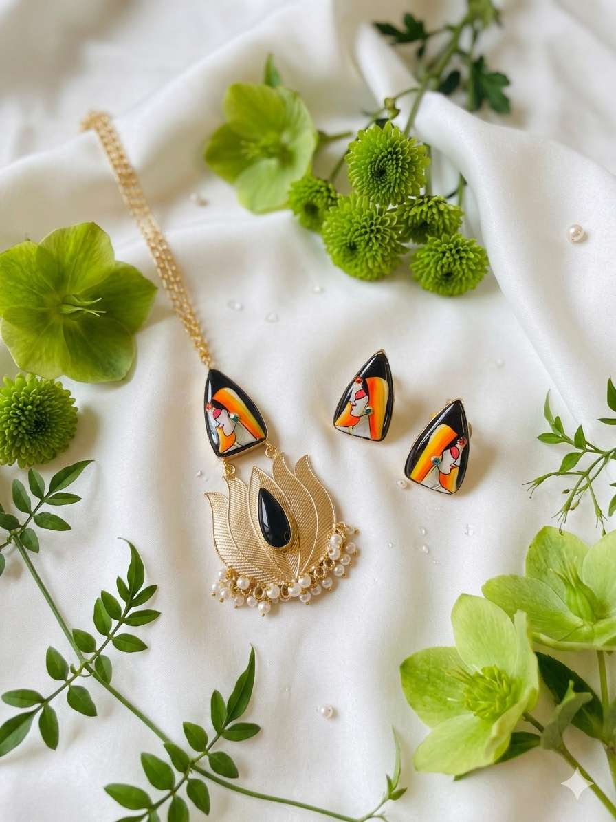 Monalisa Hand Painted Necklace Set