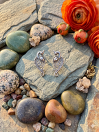 Silver Oxidized Peacock Stud