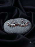 Silver Oxidized Red and Green Earring