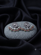 Silver Oxidized Red and Green Earring