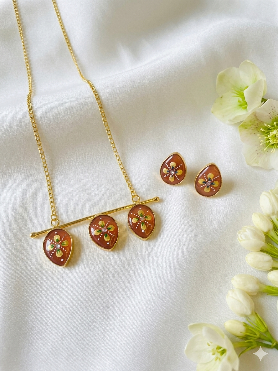 Monalisa Hand Painted Drop Necklace Set