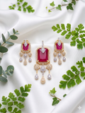 Stylish Ruby AD Pendant Set
