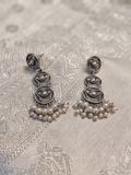 Silver Oxidized Long Drop Earring