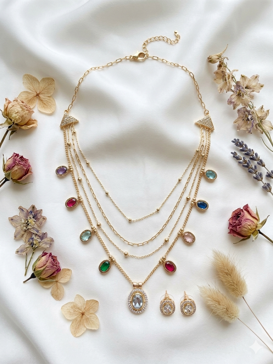 Multilayer Multicolor Necklace Set