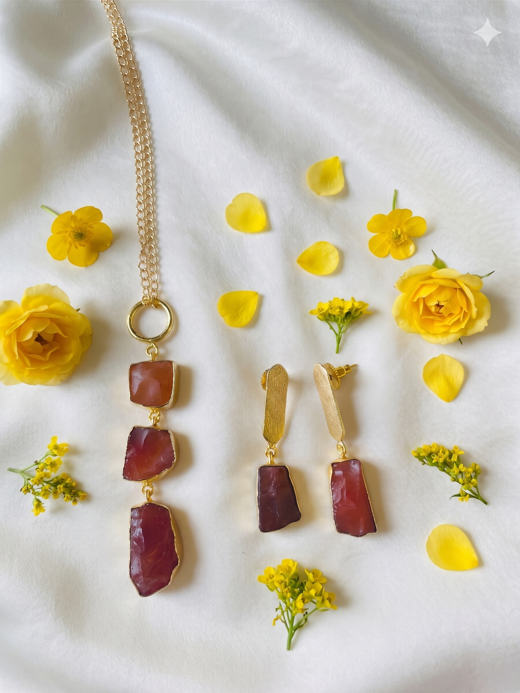 Raw Stone Stylish Necklace Set