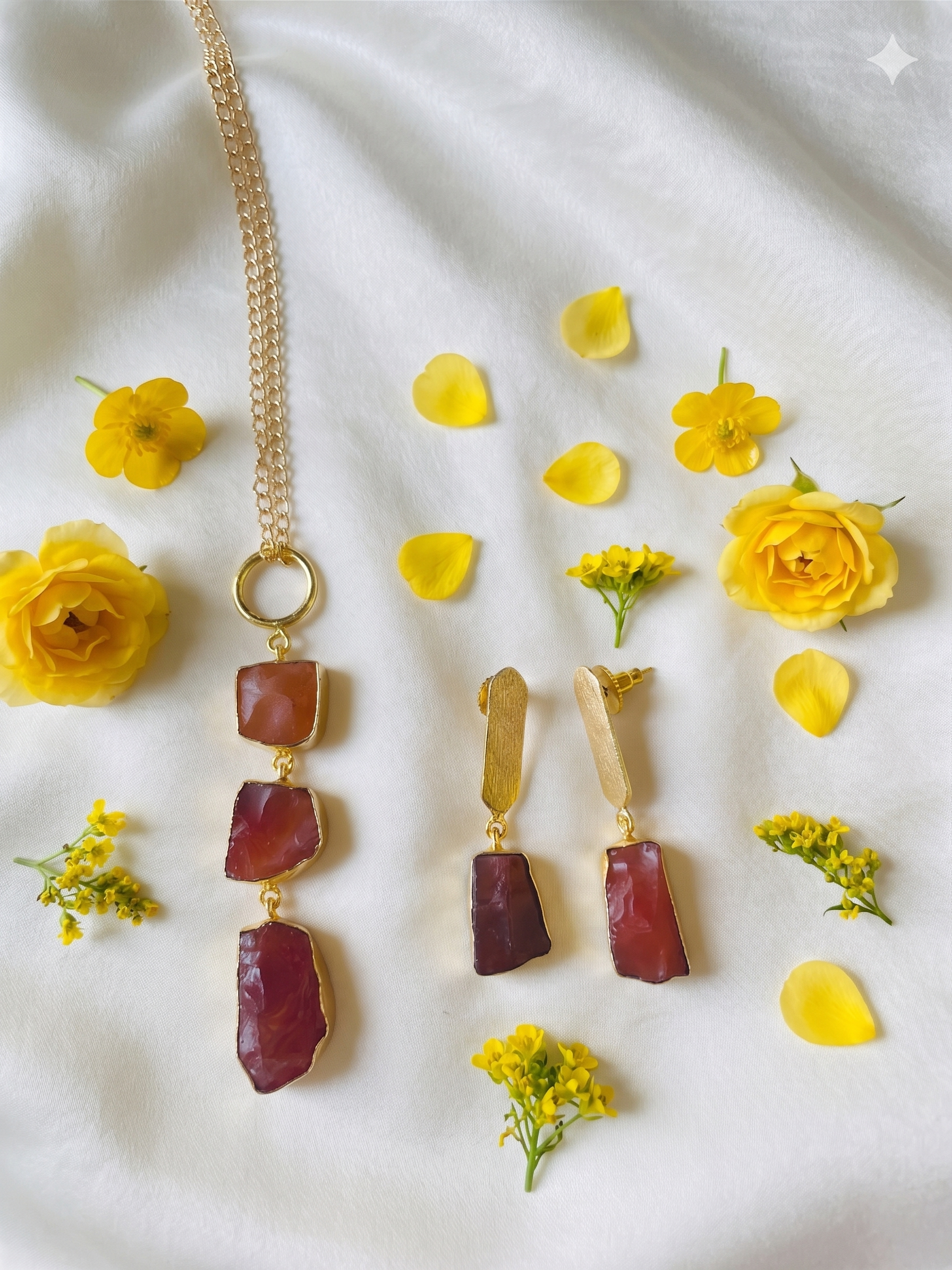 Raw Stone Stylish Necklace Set