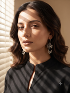 Silver Oxidized Ganesha Earring
