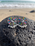 Silver Oxidized Multi Painted Earring