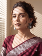 Silver Oxidized Bird Stone Earring