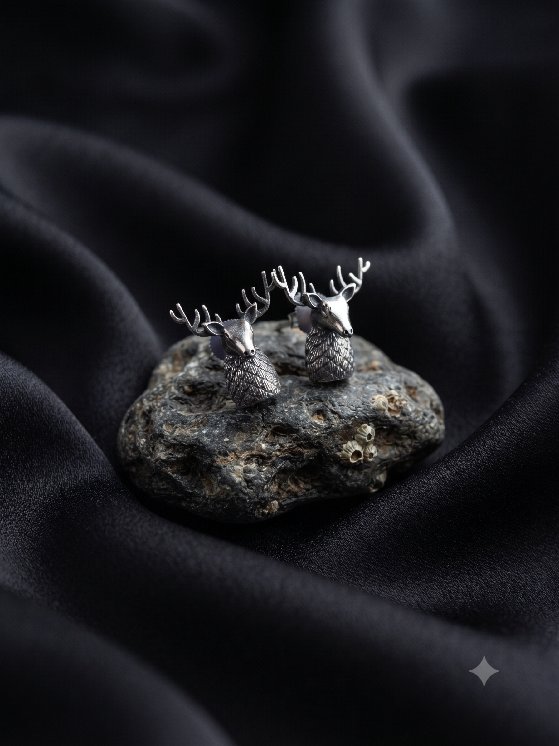 Silver Oxidized Deer Stud