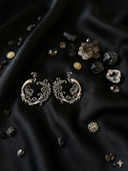 Silver Oxidized Peacock Earring
