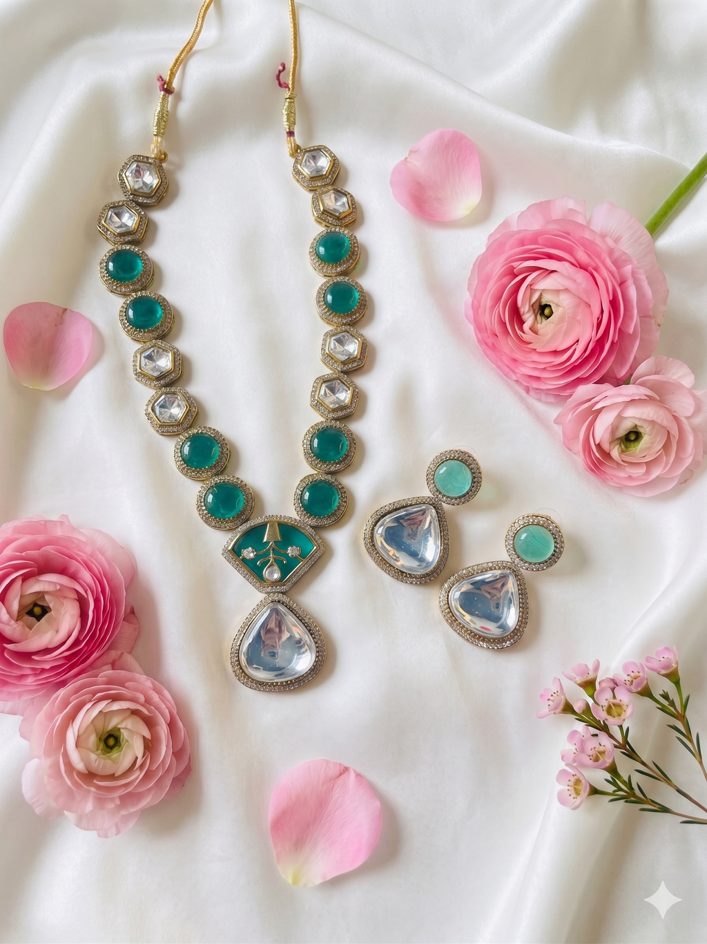 Green Moissanite Necklace Set