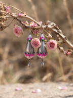 Silver Oxidized Lotus Earring
