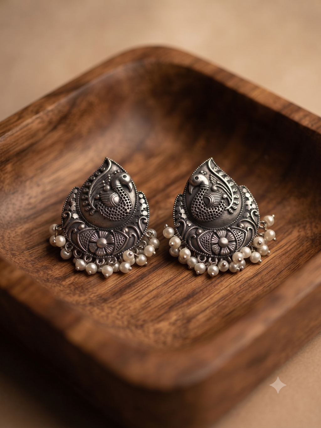 Silver Oxidized Big Stud Earring