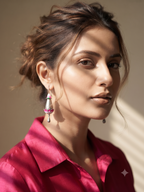 Silver Oxidized Lotus Earring