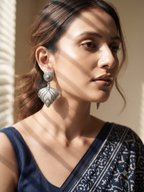 Silver Oxidized Big Drop Earring