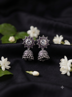 Silver Oxidized White and Purple Jhumka