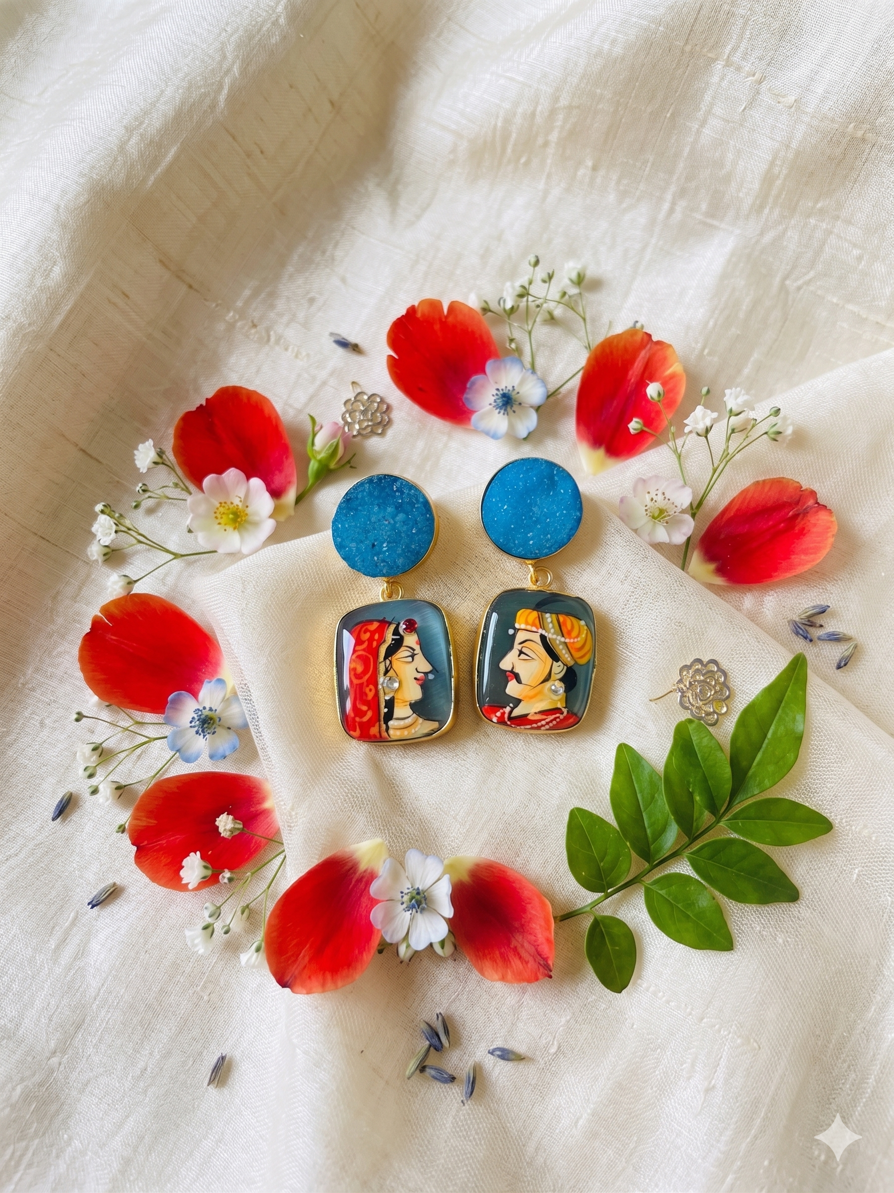 Tanjore Painted Stone Earring