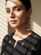 Silver Oxidized Elephant Big Earring