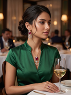 Stylish Ruby AD Pendant Set