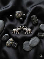 Silver Oxidized Elephant Stud