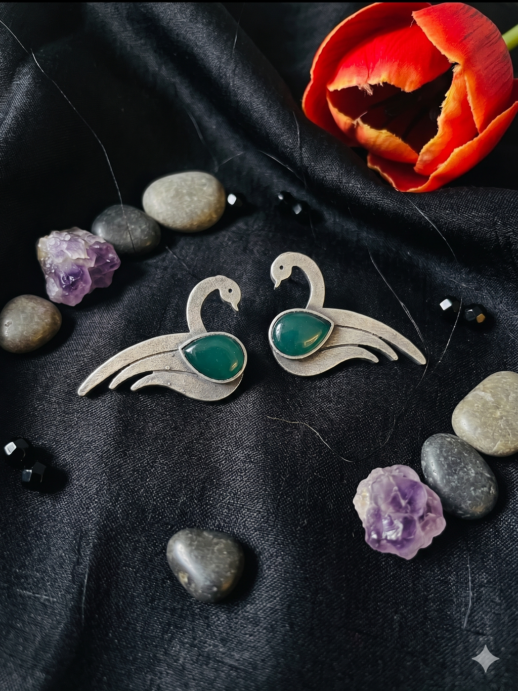 Silver Oxidized Earring