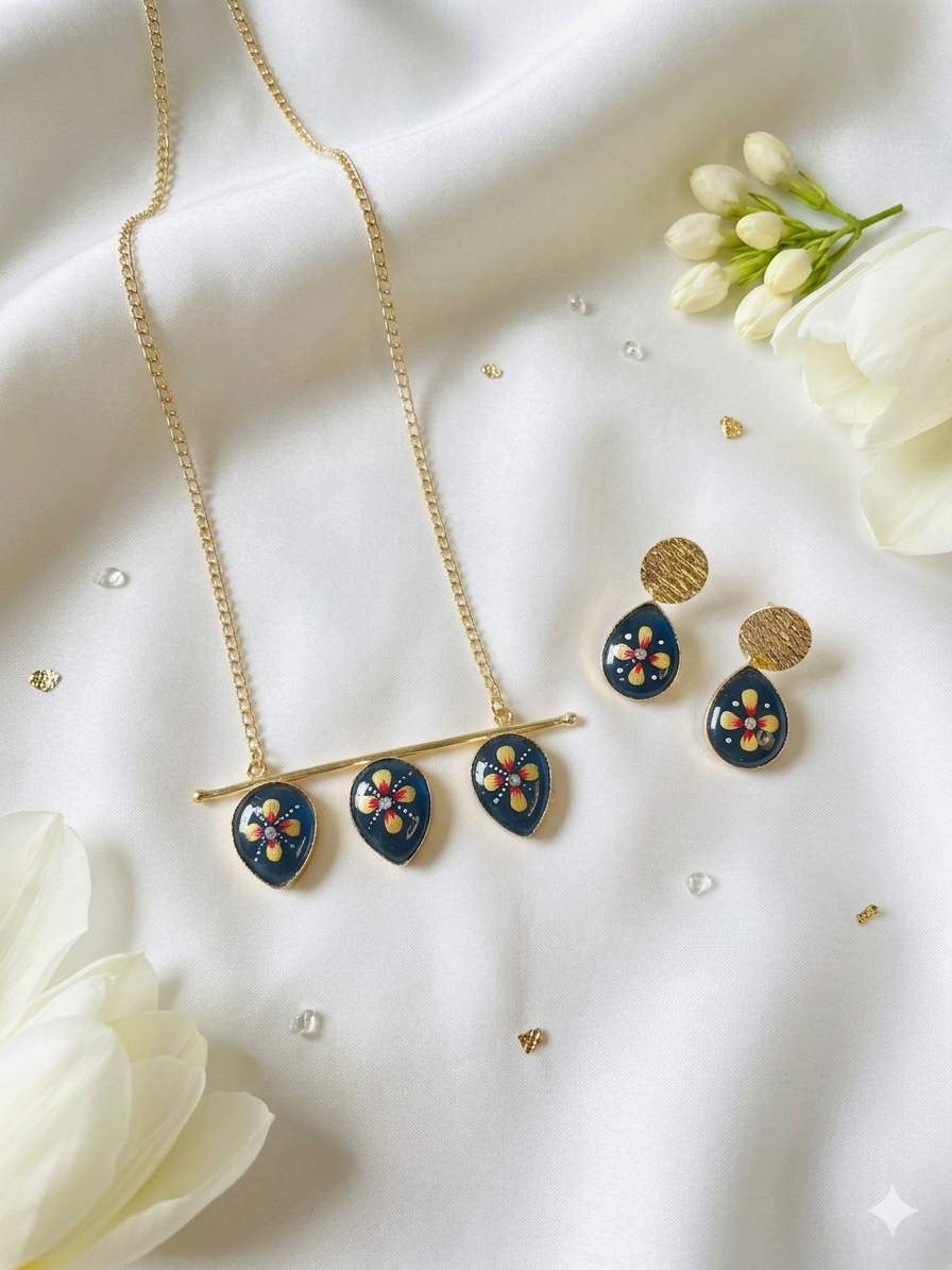 Monalisa Hand Painted Drop Necklace Set