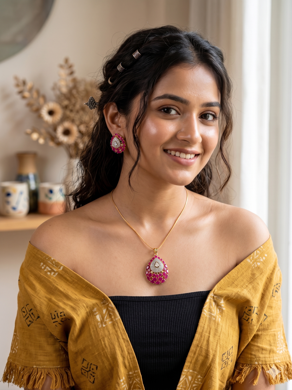 Classic Ruby AD Pendant Set