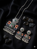 Hand Painted Oxidized Necklace Set