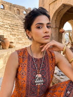 Hand Painted Oxidized Necklace Set