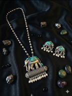 Hand Painted Oxidized Necklace Set