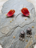 Silver Oxidized Elephant Earring