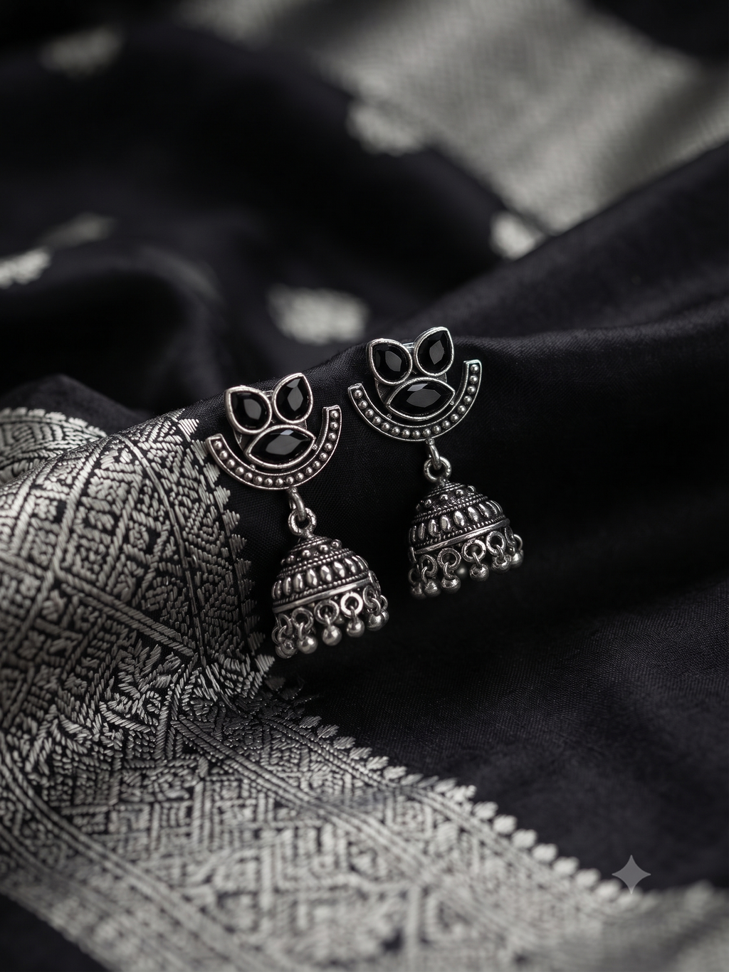 Silver Oxidized Black Small Jhumka