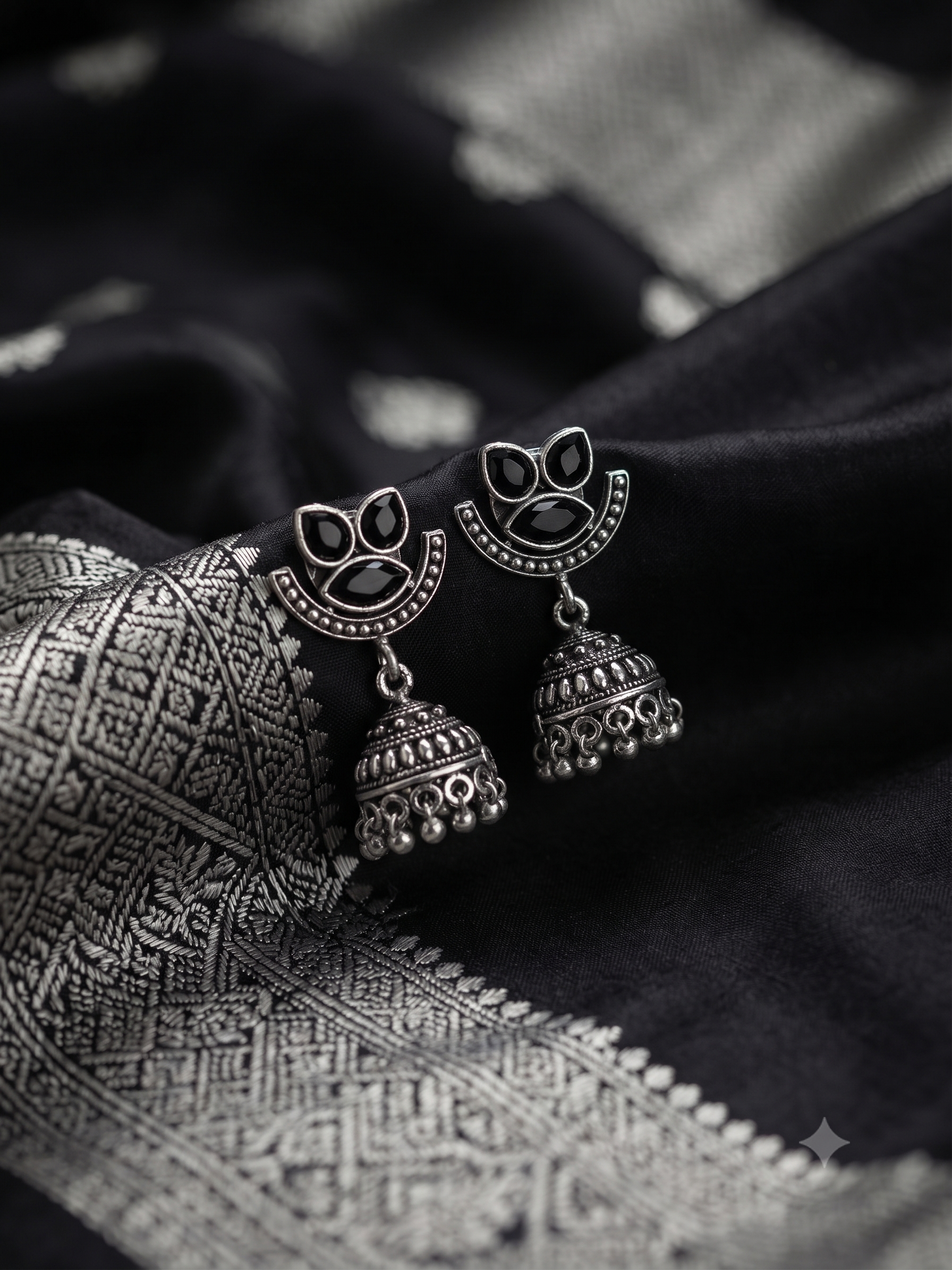 Silver Oxidized Black Small Jhumka